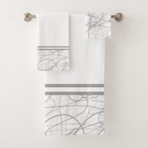 Modern elegant gray sketch bath towel set