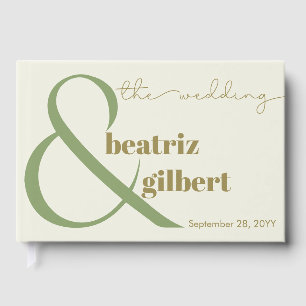 Modern Elegant Green and Cream Ampersand Wedding Guest Book
