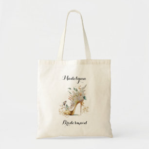 Modern Elegant Green and Gold Bridesmaid Tote Bag