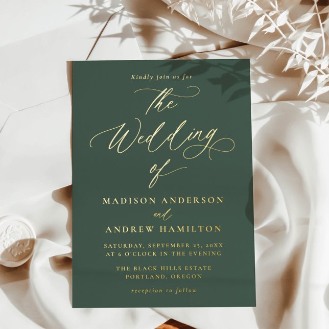 Modern Elegant Green and Gold Calligraphy Wedding (Creator Uploaded)