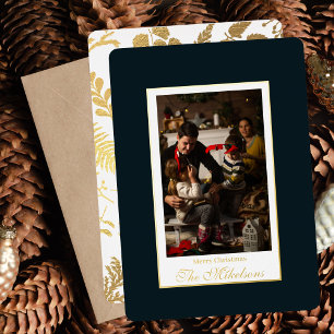 Modern Elegant Green and Gold Christmas Foil Holiday Card