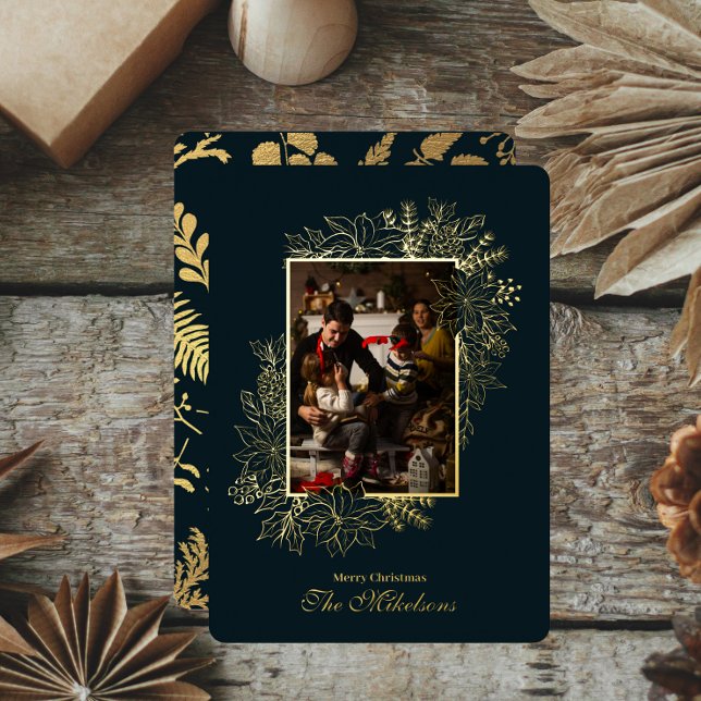 Modern Elegant Green and Gold Christmas Foil Holiday Card (Creator Uploaded)