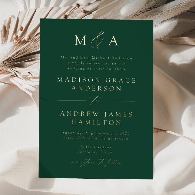 Modern Elegant Green and Gold Monogram Wedding (Creator Uploaded)