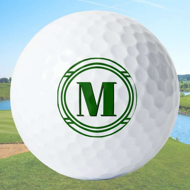 Modern Elegant Green and White Custom Monogram Golf Balls (Creator Uploaded)
