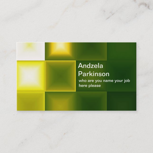 Modern Elegant Green and Yellow Geometric Shapes Business Card (Front)