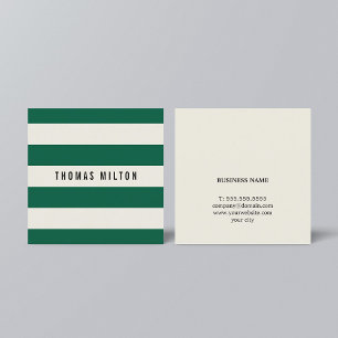 Modern Elegant Green Beige Stripes Consultant Square Business Card