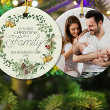 Modern Elegant Green Botanical Floral Christmas