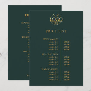 Modern Elegant Green Business Logo Menu Price List