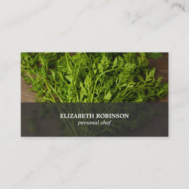 Modern Elegant Green Catering Personal Chef Business Card (Front)