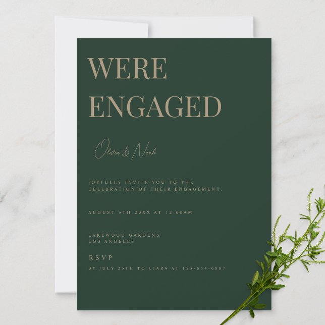 Modern & Elegant Green Engagement Party Invitation (Creator Uploaded)