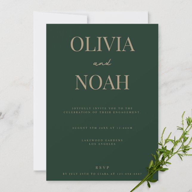 Modern & Elegant Green Engagement Party Invitation (Creator Uploaded)