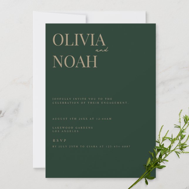 Modern & Elegant Green Engagement Party Invitation (Creator Uploaded)
