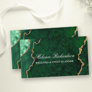 Modern Elegant Green Gold Marble Agate Geode Business Card
