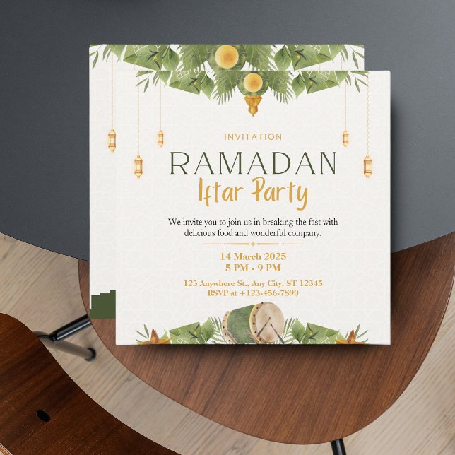 Modern Elegant Green & Gold Ramadan Iftar Holiday Card (Modern Elegant Green & Gold Ramadan Iftar Holiday Card)