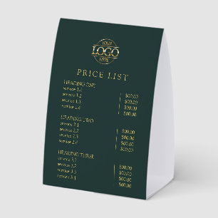 Modern Elegant Green Logo Service Menu Price List