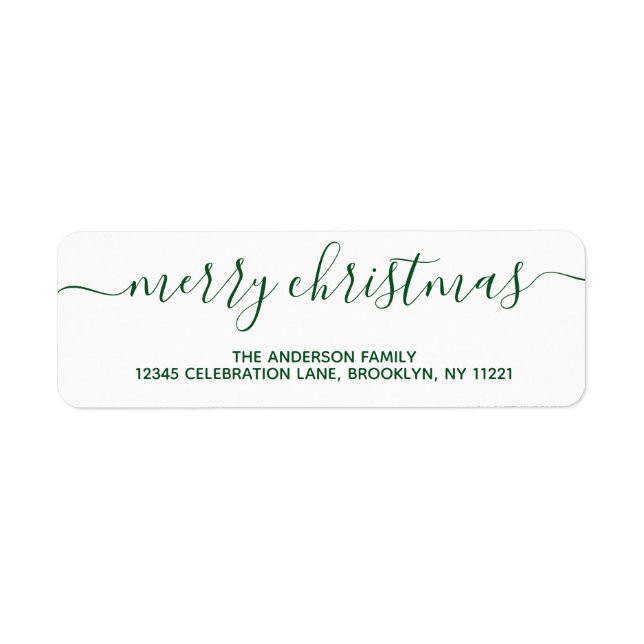 Modern Elegant Green Merry Christmas Script (Front)