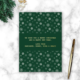 Modern Elegant Green Merry Christmas Snowflake Foil Holiday Card