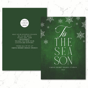 Modern Elegant Green Minimalist Business Holiday Card