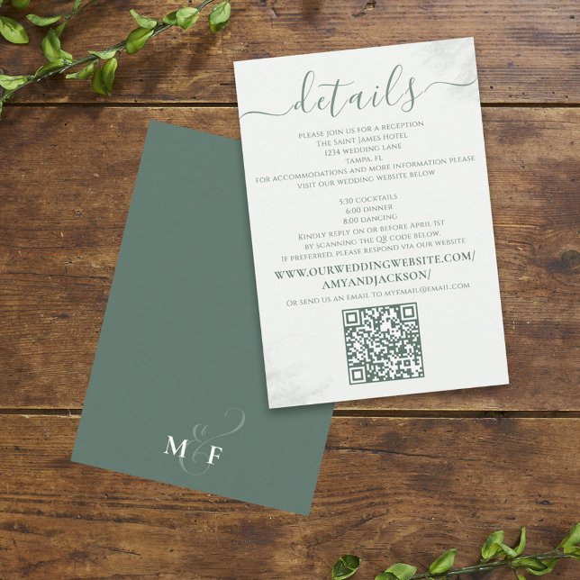 Modern Elegant Green Minimalist QR Code Website Enclosure Card (Creator Uploaded)