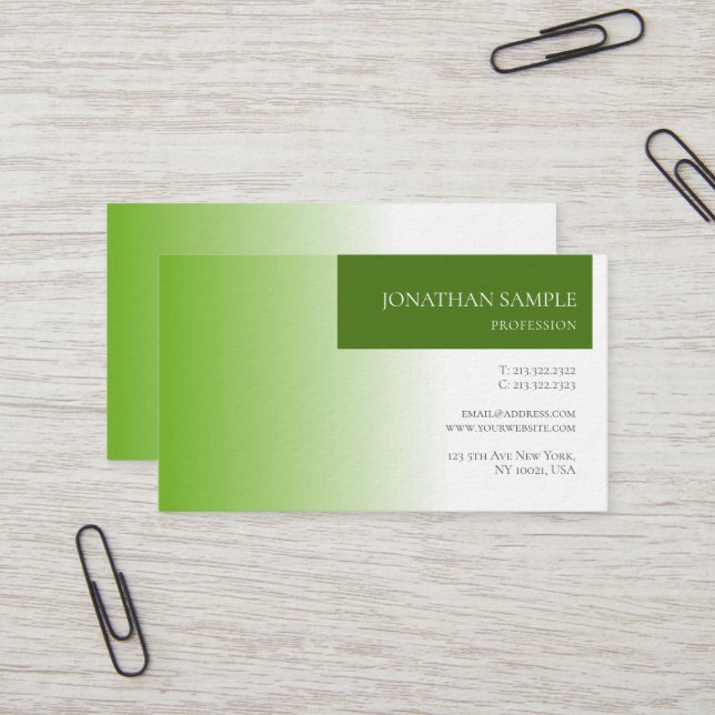 Modern Elegant Green Nature Environment Luxury Business Card (Front/Back In Situ)