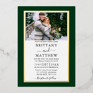 Modern Elegant Green Photo Wedding Gold