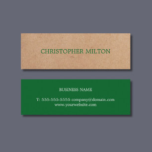 Modern Elegant Green Printed Kraft Consultant Mini Business Card