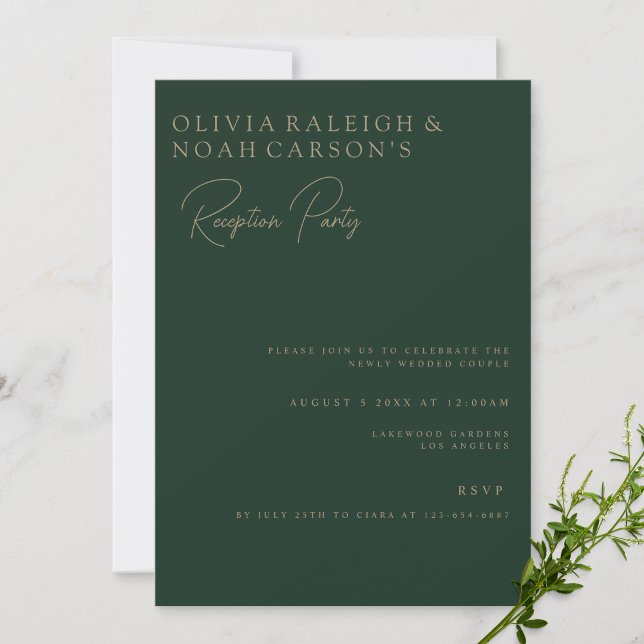 Modern & Elegant Green Reception Invitation Card (Creator Uploaded)