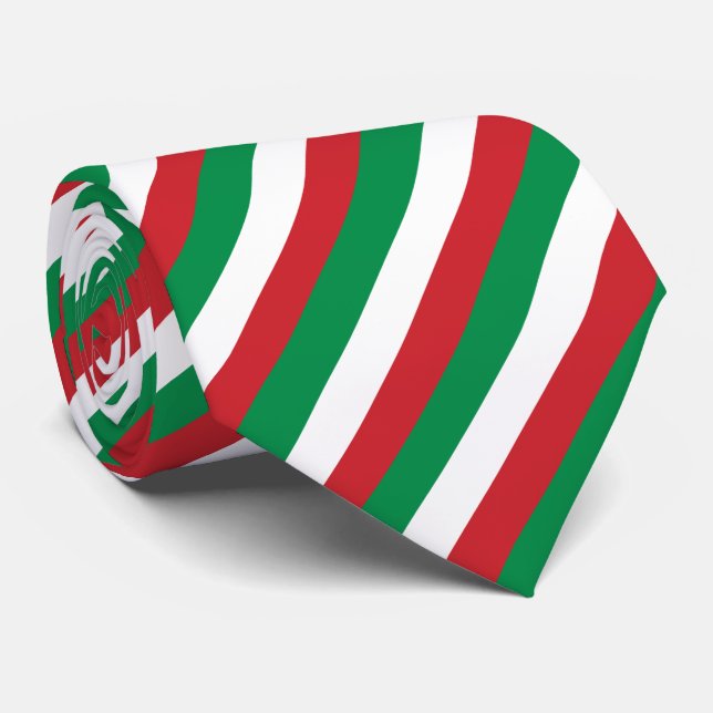 Modern Elegant Green Red Italian Flag Striped Tie (Rolled)