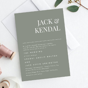 Modern Elegant Green Sage   Editable Names Wedding Invitation