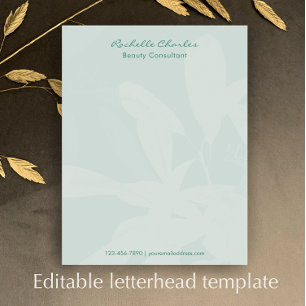 Modern Elegant Green Script Personalized Business Custom Letterhead