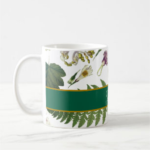 Modern elegant green spring leaves and flowers coffee mug