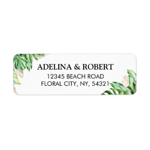 Modern elegant green tropical watercolor leaves