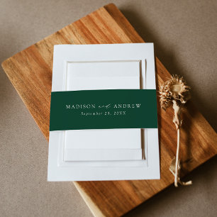 Modern Elegant Green Wedding Invitation Belly Band