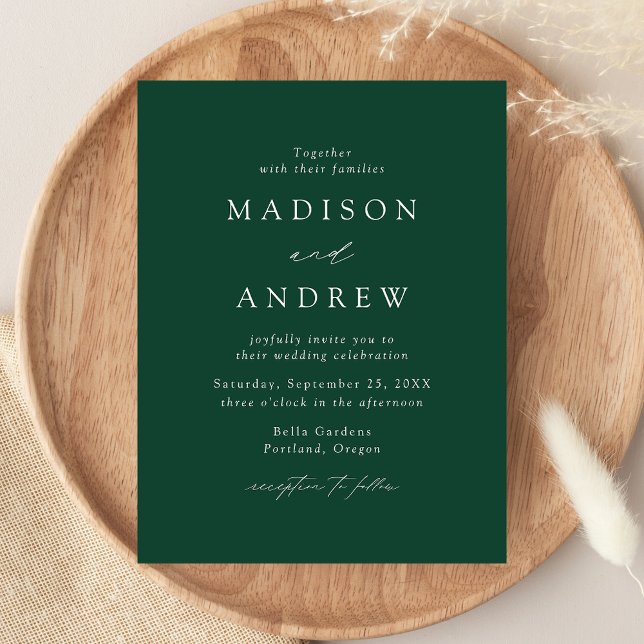 Modern Elegant Green Wedding Invitation Postcard (Creator Uploaded)