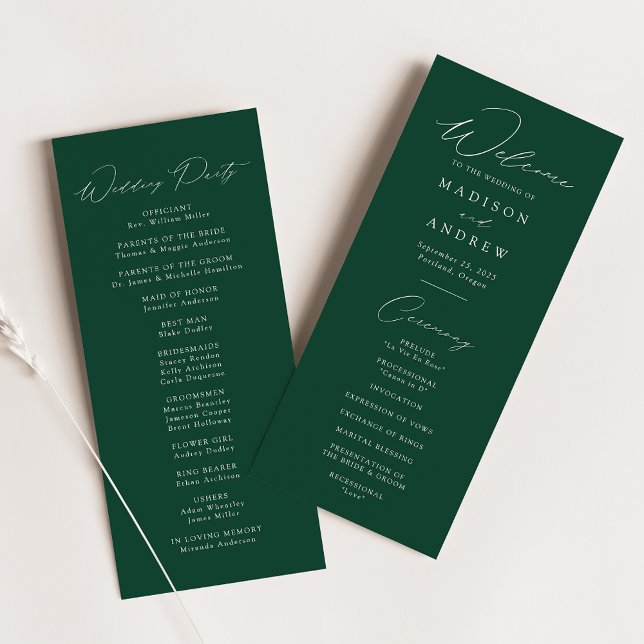 Modern Elegant Green Wedding Program (Creator Uploaded)