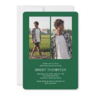 Modern Elegant Green & White 3 Photo Graduation