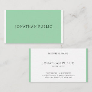 Modern Elegant Green White Minimalist Template Business Card