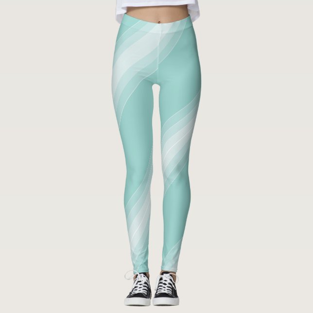 Modern Elegant Green White Stylish Template Leggings (Front)
