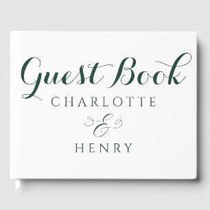  Modern Elegant Green & White Wedding   Guest Book