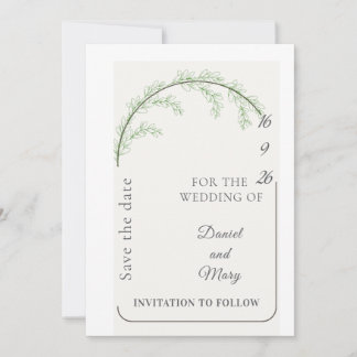 Modern Elegant Greenery Arch Save The Date Invitation
