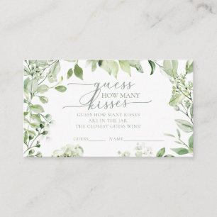 Modern Elegant Greenery Bridal Shower Kisses Enclosure Card