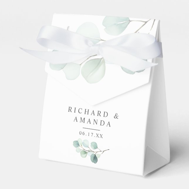 Modern Elegant Greenery Minimalist Wedding Favour Box (Front Side)