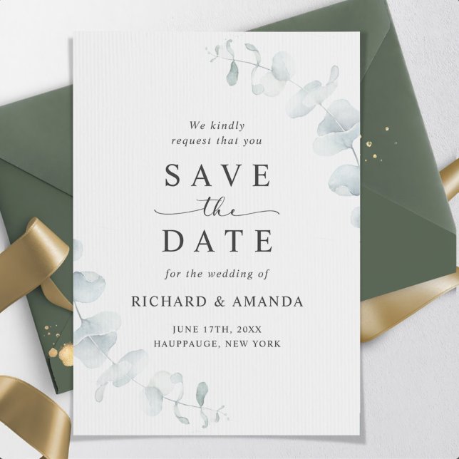 Modern Elegant Greenery Minimalist Wedding Save The Date (Creator Uploaded)