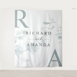 Modern Elegant Greenery Minimalist Wedding Tapestry