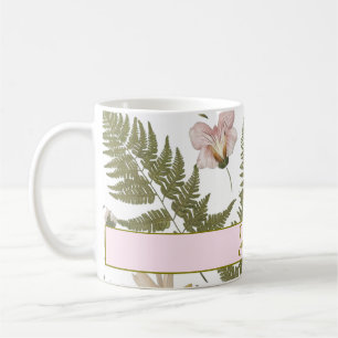 Modern elegant greenery spring leaves and flowers coffee mug