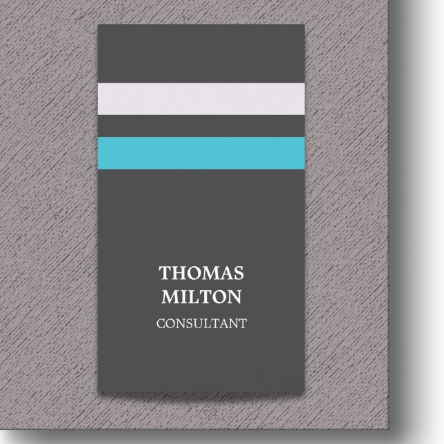 Modern Elegant Grey Blue Stripes Consultant  Business Card (Creator Uploaded)