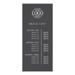 Modern Elegant Grey Business Logo Menu Price List
