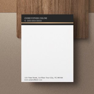 Modern Elegant Grey Faux Gold Line Personalized Letterhead