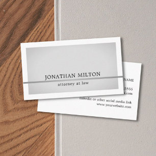 Modern Elegant Grey Faux Silver Line Attorney Business Card