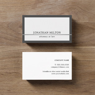 Modern Elegant Grey Faux Silver Line Attorney Business Card